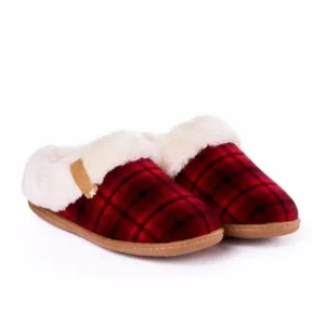 Slippers|Camp Collar Scuff Red Plaid