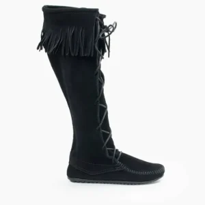 Boots|Front Lace Knee High Boot Black