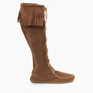 Boots|Front Lace Knee High Boot Dusty Brown