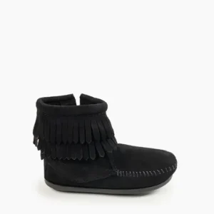 Boots|Moccasin Double Fringe Side Zip Boots Girl's Black