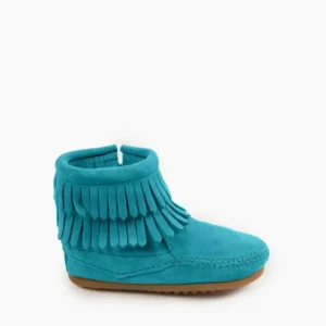 Boots|Moccasin Double Fringe Side Zip Boots Girl's Turquoise