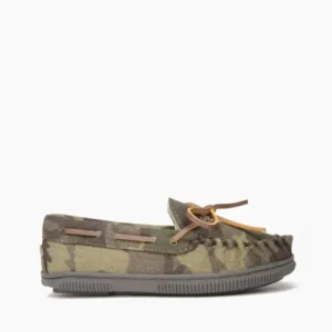 Slippers|Pile Lined Hardsole Kids' Green Camo Print