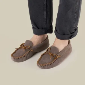 Mocs & Loafers|Slippers|Leather Laced Softsole Gull Grey