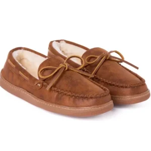 Slippers|Pile Lined Hardsole Men's Brown Toffee