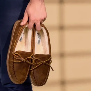 Slippers|Pile Lined Hardsole Men's Brown Toffee
