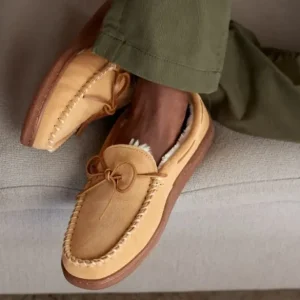 Slippers|Pile Lined Hardsole Men's Tan
