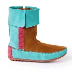 Boots|Minnetonka x Stranger Things WoHolly Wheeler Mid-Calf Boot Minnetonka x Stranger Things Women's Holly Wheeler Mid-Calf Boot Pink Turquoise Brown