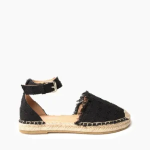 Sandals|Prima Black Distressed Denim