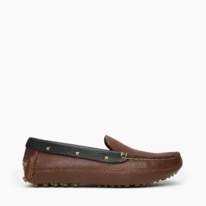 Mocs & Loafers|P.W. Driving Loafer (Leather Collar Accent) Brown with Black Collar